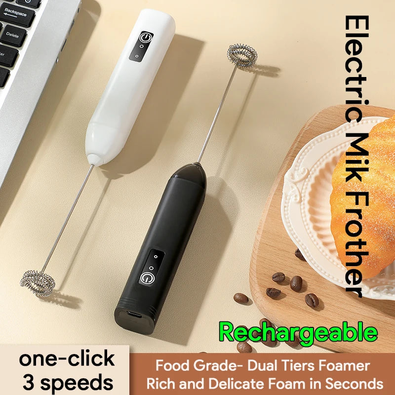 Rechargeable handheld milk frother