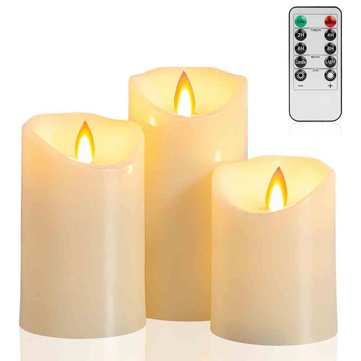 Flameless LED candles with remote, set of 3