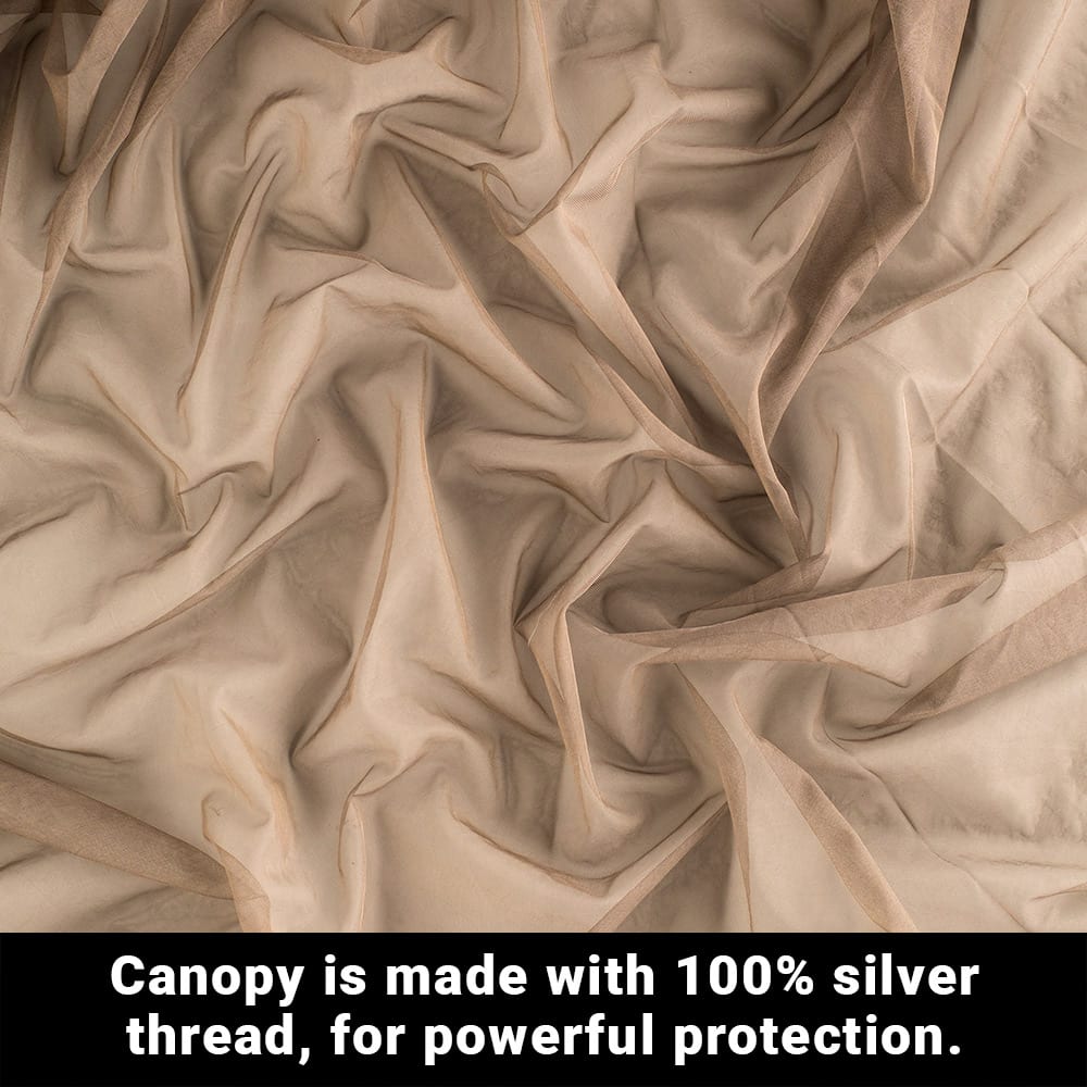 Silver-fabric bed canopy with floor mat, photo 7