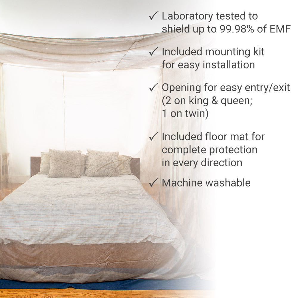 Silver-fabric bed canopy with floor mat, photo 8