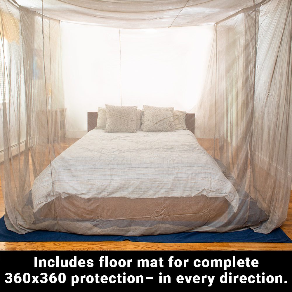 Silver-fabric bed canopy with floor mat, photo 6